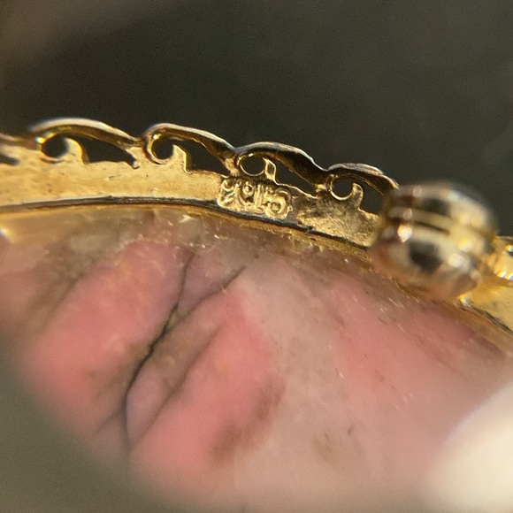 Vintage Rhodonite oval brooch sterling brooch 1.75" x 1.5" Guc - Picture 10 of 14